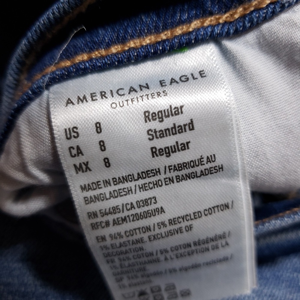 American Eagle Jeans Womens 8 Blue Super High Rise Baggy Straight Cargo Stretch - Picture 13 of 14